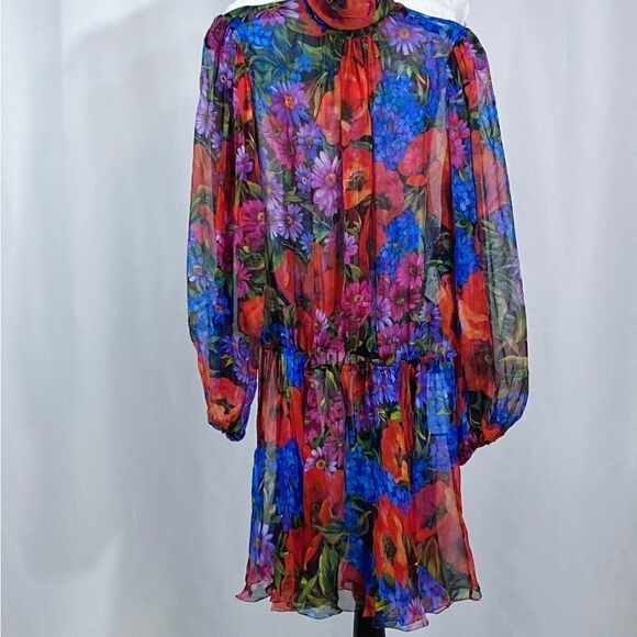 Dolce&Gabbana Floral Silk Chiffon Mini Dress size 38/ us size 2 - Picture 6 of 13